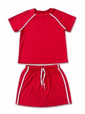 Women’s Red Two-Piece Active Set with White Trim